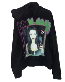 Men Black Pullover Hoodie Rock Inspired Street Trend Design Youth Clothing Loose Fit Comfy Urban Wear with Stylish Attitude