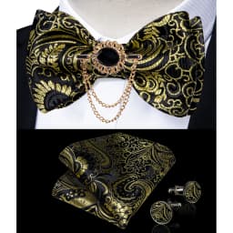 Exqusite Men's Self-tie Bowties Wedding Neck Ties For Man Accessories Cufflinks Hanky Brooch Set Red Black Yellow Blue Bowtie