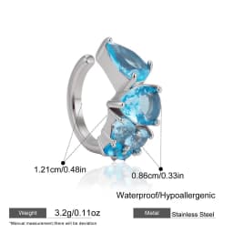 1pcs Delicate CZ Zircon Double Layer C-shape Chunky Cuff Earrings Stainless Steel No Piercing Cartilage Ear Clip Luxury Jewelry