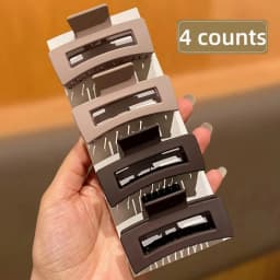 4PcsCoffee Color Medium-Sized Square Hair Clips, Suitable for Daily Use, Women's Hair Accessories, Gift Recommendation