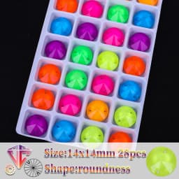 VC Neon Fluorescent Roundness Sew on Rhinestone Roundness Sewing Diamond Glass Diamond Flatback DIY Accessories Wedding