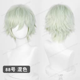 Anime Upgraded 32cm Short Flipped Ends Cosplay Wig Green Blue Purple Pink Man Women Heat Resistant Synthetic Hair