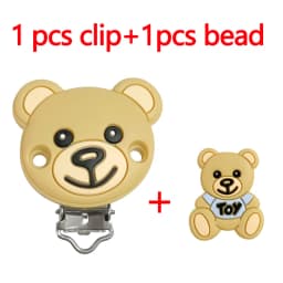 2pcs/set Silicone Cartoon Animal Pacifier Clip Molar Bead DIY Pacifier Chain Jewelry Accessories