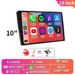 Wireless Carplay 2din Android 16 Car Radio Multimedia Video Player Universal 9/10 inch AutoRadio GPS Navigation 4G WiFi DVD