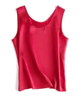 SuyaDream. Women Basic Cozy Tanks, 100% Real Silk, O Neck Sleeveless Chic T Shirt, 2025 Solid Summer Vests, White, Pink, Beige