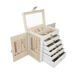 New Large Capacity 6 Layers Jewelry Box with Mirror Leather Earrings Rings Necklaces Jewelry Storage Box Organzers 5 Drawer Gift