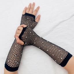 Women Sexy Fishnet Shiny Transparent Pole Dancing Stretch Long Fingerless Gloves Stage Performance Cosplay Mesh Personality