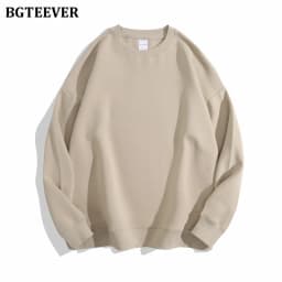 BGTEEVER Casual O-neck Loose Women Pullovers Spring Autumn Long Sleeve Basic Cotton Sweatshirts for Women