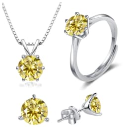 4CT 925 Sterling Silver Jewelry Set VVS1 Full Moissanite Pendant Necklace Ring Earrings for Women Fashion Dating Accessories