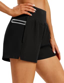 TACVASEN Womens High Waisted Running Shorts Quick Dry Workout Shorts with Built-in Liner Zip Pockets Breathable Athletic Shorts