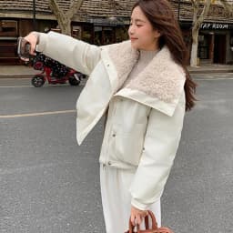 2026 Winter New Thick PU Leather Coat Women Cropped Fluffy Lapel Collar Padded Jacket Female Zip-up Streetwear Cool PU Parkas