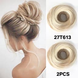 Synthetic rubber band elastic hair ring multi-color heat-resistant bun hair extension wig that surrounds a woman's ponytail