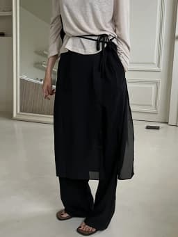 Pinafore Style Half Skirt Women's Spring Autumn Korean Retro Unique Design Button Tie Layered Curtain Skirt