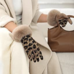 Imitation Lamb Wool Leopard Print Suede Women Winter Keep Warm Touch Screen Gloves Fashion Elegant Hairy Wrists Add Velvet