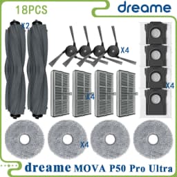 Fit For (Dreame X40 Ultra / L40 Ultra, MOVA P50 Pro Ultra /P10 Pro Ultra) Main Roller Tricut Brush Filter Mop Cloth Dust Bag