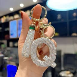 Full Rhinestone 26-Letter Keychain, Bling Car Key Ring & Sparkly Bag Charm - Perfect Small Gift