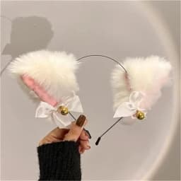 1/2PCS Plush Cat Ears Headband with Jingle Bells - Soft, Furry Cosplay Accessory for Halloween, Anime Parties & Photo Shoots.