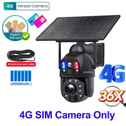 SHIWOJIA 36X ZOOM 12MP 4G SIM Solar Camera Outdoor 360° Wireless WIFI Battery Security Cameras with Solar Panel PIR Night Vision