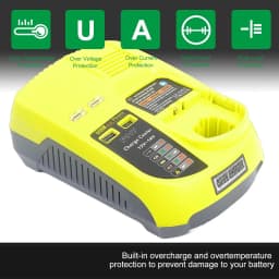 Battery Charger Compatible with Ryobi 12-18V Ni-CD Ni-MH Lithium Battery 85W Fast Charging Power Supply USB Port Indicator Light
