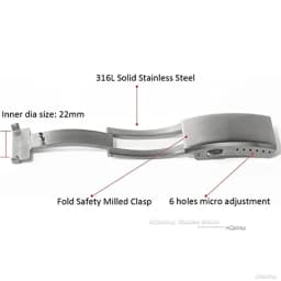 Extended Fold Solid Watch Buckle for Seiko 18mm 20mm 22mm Silver Double Push Safety Milled Clasp Stainless Steel Watchband Clasp