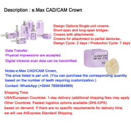OEM Custom Dentures Fixed Restorations CAD/CAM Multilayered Zirconia IPS e.Max Veneer Post PFM Co-Cr Alloy FMC Bridge