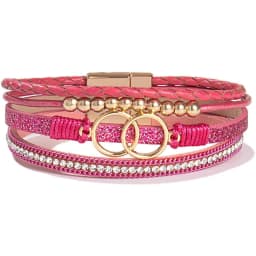 Leather Wrap Bracelet for Women, Boho Western Layered Cuff Jewelry | Stackable , Pairs with Boho Western Outfits, Gift for Women