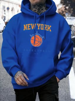 New York Basketball Printed Pullovers Men Fleece Casual Sportswear Autumn Warm Fashion Clothing Unisex Loose Soft Hoodies