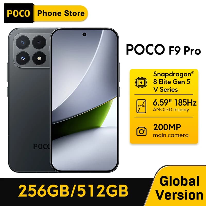 New POCO F9 Pro 5G Smartphone Global Version Snapdragon 8 Elite Gen 5 6.59" 185Hz display 200MP Camera 6330mAh 100W wired NFC