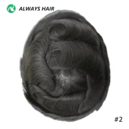 Alwayshair - DURA LACE Men's Capillary Prosthesis Hair 130% Hair Density Indian Hair Lace Toupee Wig For Man