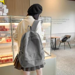 Solid Nylon Soft Sewing Thread Zipper School Bags 2026 High Quality Large Capacity Bags Corduroy Casaul Softback Youth Backpack