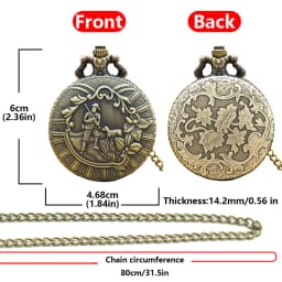 Vintage Bronze Pattern Hunter With Dog Pattern Male And Female Students Gift Quartz Necklace Pocket Watch
