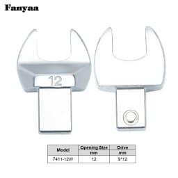 Fanyaa Square Drive 9x12 Open End Wrench Interchangeable Torque Head, Individual Crowfoot Wrench Full Polish 7-19mm