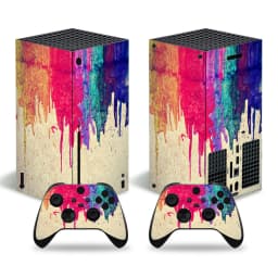 For X-box Series X Console and 2 Controllers Skin Sticker Geometric Lattice Protective Vinyl Decal Full Set for XSX Skin