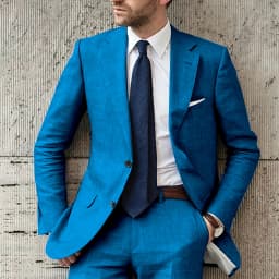 Blue Men Suits Elegant Full Set Notch Lapel Single Breasted Luxury 2 Piece Jacket Pants Slim Fit Wedding Costume for Groom 2024