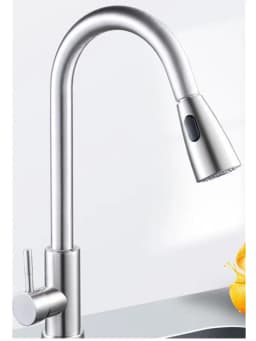 Stainless Steel Kitchen Faucet Single Hole Pull Out Spray 360° Swivel Sink Faucet High Arc Modern Design