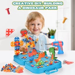 211-351Pieces Children Tool Set Electric Drill Screw Nut Puzzle Toys Pretend Play Dinosaur Drilling Assembly Educational Toy Boy