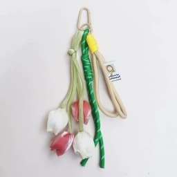 New Fresh Style Tulip Flower Bag Charm High Aesthetic Keychain Handbag Decorative Nylon Lanyard Sweet Spring Style