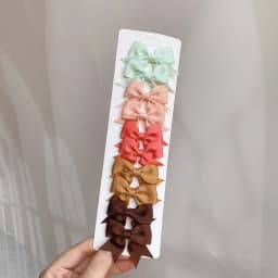 10Pcs/Set Solid Color Kids Bows Hair Clips for Baby Girls Handmade Ribbon Bowknot Hairpin MiNi Barrettes Hair Accessories