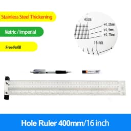 Multifunction Copper Cap Scale Ruler T-type Hole Ruler High-precision Carpenter Scribing Mark Line DIY Carpenter Measuring Tool