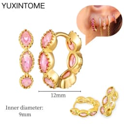925 Sterling Silver Needle Pink Crystal Heart Hoop Earrings for Women Fashion Geometric Pendant Earrings Luxury Jewelry Gifts