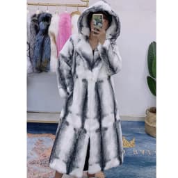 Real Rex Rabbit Natural Fur Coat Female Hoodies Zipper Poncho Jackets Winter Clothes Woman Fluffy Fur Warm Fashion Coat Big Size