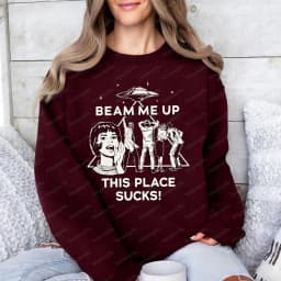 Robin Beam Me Up This Place Sucks Sweatshirt Woman Man Funny Quote Movie Long Sleeve O Neck Hoodie Sweatshirts Women Pullover
