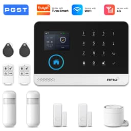 PGST 4G WiFi GSM Wireless Alarm System Home Security Protection Alarm System Set PIR Sensor Works with Tuya Smart Life Alexa