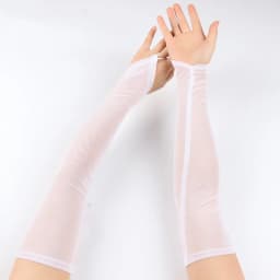 50cm Women Black White Transparent Mesh Breathable Elasticity Hook Finger Long Gloves Sexy Party Etiquette Fingerless Gloves