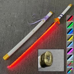 40in Demon Slayer Agatsuma Zenitsu Katana LED Mist Original Sabre Vapor Cosplay Accessories Prop Wood Schwert Vapour Toy Gift