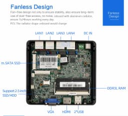 Firewall Router Pfsense Fanless Mini PC Celeron J1900 J4125 4 Core 4 LAN Gigabit Windows 10 Linux Openwrt Industrial  Server