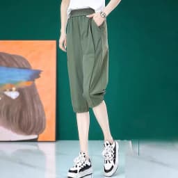 Ice Silk Seven-Quarter Harem Pants Women's Summer New High Waist Slimming Casual Sports Versatile Quick Dry Pants