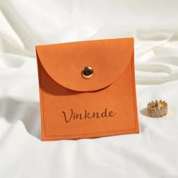 100pcs Soft Microfiber Jewellery Pouches Half Circle Snap Flap Custom Logo Suede Button Bag For Earring Ring Jewelry Packaging
