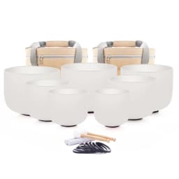 Colored Quartz Crystal Singing Bowl 7pcs Chakra Set Sound Healing Meditation with/without Free Carry Bags