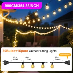G40 Outdoor String Lights, Waterproof Connectable Shatterproof LED Bulbs, Patio Lights for Indoor Balcony Porch Camping Deck
